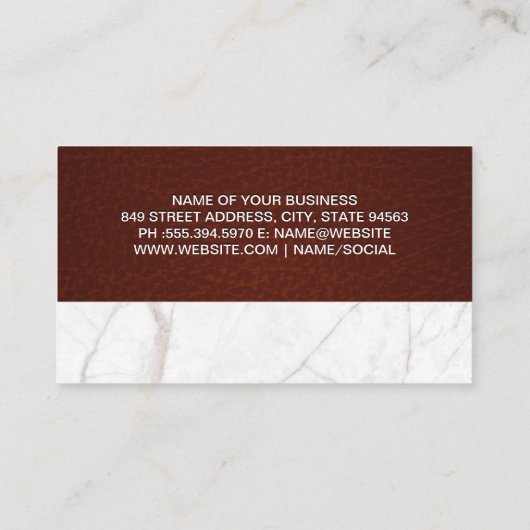 コーヒーカップ蒸熱 |大理石とステッチされたレザー 名刺 (裏面)