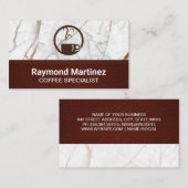 コーヒーカップ蒸熱 |大理石とステッチされたレザー 名刺 (正面/裏面)