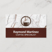 コーヒーカップ蒸熱 |大理石とステッチされたレザー 名刺 (正面)