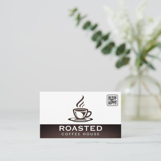 コーヒーカップ蒸熱 | QRコード名刺 名刺 (スタンド正面)