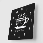 コーヒーカップ装飾の大きな正方形の壁時計 スクエア壁時計 (傾斜)