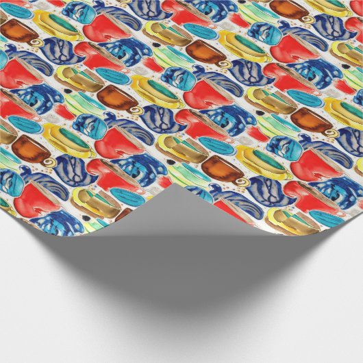 コーヒーカップ赤い抽象芸術水の色パターン ラッピングペーパー (角)