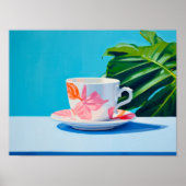 コーヒーカップ静物油絵 モダンアート ポスター (正面)