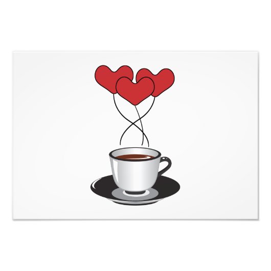 コーヒーカップ、アラビカコーヒー、ブラックコーヒー、ハート フォトプリント            (正面)