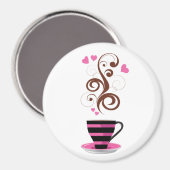 コーヒーカップ、アラビカコーヒー、ブラックコーヒー、ハート マグネット (正面/裏面)