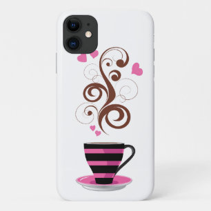 コーヒーカップ、アラビカコーヒー、ブラックコーヒー、ハート iPhone 11 ケース