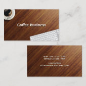 コーヒーカップ&キーボードウッドデスクコーヒーショップ 名刺 (正面/裏面)