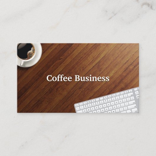 コーヒーカップ&キーボードウッドデスクコーヒーショップ 名刺 (正面)