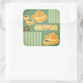 コーヒーカップ、コーヒーポット、コーヒー豆 スクエアシール (バッグ)