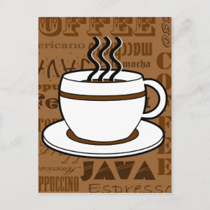 コーヒーカップ – コーヒーワードプリント – ブラウン ポストカード