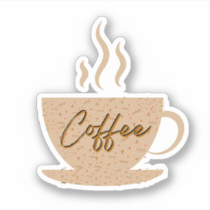 コーヒーカップ&コーヒー文字(ハートシール付き) シール
