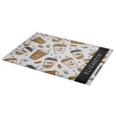 コーヒーカップ、コーヒー豆、コーヒー愛好家、あなたの名前 カッティングボード (角)