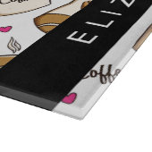 コーヒーカップ、コーヒー豆、コーヒー愛好家、あなたの名前 カッティングボード (角)