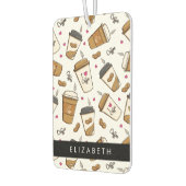 コーヒーカップ、コーヒー豆、コーヒー愛好家、あなたの名前 カーエアーフレッシュナー (左)