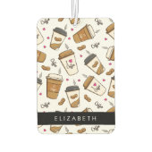 コーヒーカップ、コーヒー豆、コーヒー愛好家、あなたの名前 カーエアーフレッシュナー (裏面)
