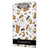 コーヒーカップ、コーヒー豆、コーヒー愛好家、あなたの名前 クリップボード (左)