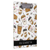 コーヒーカップ、コーヒー豆、コーヒー愛好家、あなたの名前 クリップボード (右)