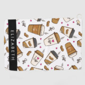 コーヒーカップ、コーヒー豆、コーヒー愛好家、あなたの名前 ゴルフタオル (横)