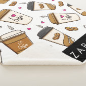 コーヒーカップ、コーヒー豆、コーヒー愛好家、あなたの名前 シェルパブランケット (3/4)