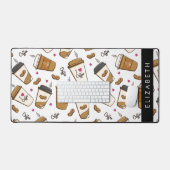 コーヒーカップ、コーヒー豆、コーヒー愛好家、あなたの名前 デスクマット (キーボード&マウス)