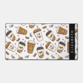 コーヒーカップ、コーヒー豆、コーヒー愛好家、あなたの名前 デスクマット (正面)