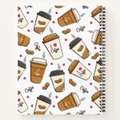 コーヒーカップ、コーヒー豆、コーヒー愛好家、あなたの名前 ノートブック (裏面)