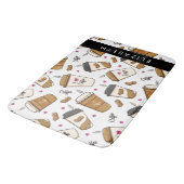 コーヒーカップ、コーヒー豆、コーヒー愛好家、あなたの名前 バスマット (アングル)