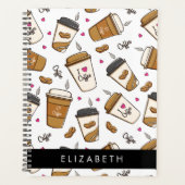 コーヒーカップ、コーヒー豆、コーヒー愛好家、あなたの名前 プランナー手帳 (正面)