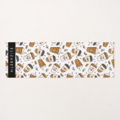 コーヒーカップ、コーヒー豆、コーヒー愛好家、あなたの名前 ヨガマット (裏面(横))