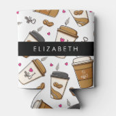 コーヒーカップ、コーヒー豆、コーヒー愛好家、あなたの名前 缶クーラー (裏面)