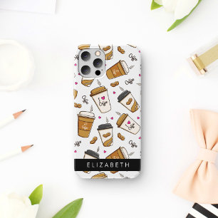 コーヒーカップ、コーヒー豆、コーヒー愛好家、あなたの名前 iPhone 12 PROケース