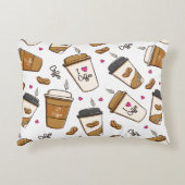 コーヒーカップ、コーヒー豆、コーヒー愛好家、ハート アクセントクッション (正面)
