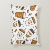 コーヒーカップ、コーヒー豆、コーヒー愛好家、ハート アクセントクッション (正面(垂直))