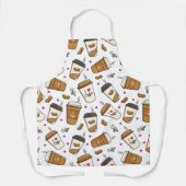 コーヒーカップ、コーヒー豆、コーヒー愛好家、ハート エプロン (正面)