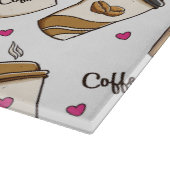 コーヒーカップ、コーヒー豆、コーヒー愛好家、ハート カッティングボード (角)