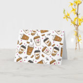 コーヒーカップ、コーヒー豆、コーヒー愛好家、ハート カード (黄色い花)