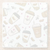 コーヒーカップ、コーヒー豆、コーヒー愛好家、ハート ガラスコースター (裏面)