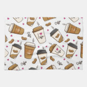 コーヒーカップ、コーヒー豆、コーヒー愛好家、ハート キッチンタオル (横)