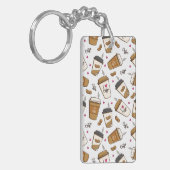 コーヒーカップ、コーヒー豆、コーヒー愛好家、ハート キーホルダー (正面左)