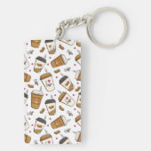 コーヒーカップ、コーヒー豆、コーヒー愛好家、ハート キーホルダー (裏面)