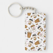 コーヒーカップ、コーヒー豆、コーヒー愛好家、ハート キーホルダー (正面)