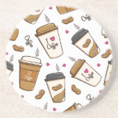 コーヒーカップ、コーヒー豆、コーヒー愛好家、ハート コースター (正面)