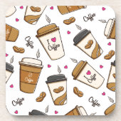 コーヒーカップ、コーヒー豆、コーヒー愛好家、ハート コースター (正面)