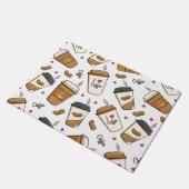 コーヒーカップ、コーヒー豆、コーヒー愛好家、ハート ドアマット (アングル)