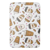 コーヒーカップ、コーヒー豆、コーヒー愛好家、ハート バスマット (正面縦)