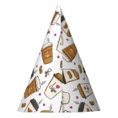 コーヒーカップ、コーヒー豆、コーヒー愛好家、ハート パーティーハット (裏面)