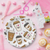 コーヒーカップ、コーヒー豆、コーヒー愛好家、ハート ペーパープレート (パーティー)