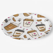 コーヒーカップ、コーヒー豆、コーヒー愛好家、ハート ペーパープレート (アングル)