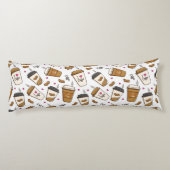 コーヒーカップ、コーヒー豆、コーヒー愛好家、ハート ボディピロー (裏面)