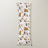 コーヒーカップ、コーヒー豆、コーヒー愛好家、ハート ボディピロー (正面縦)